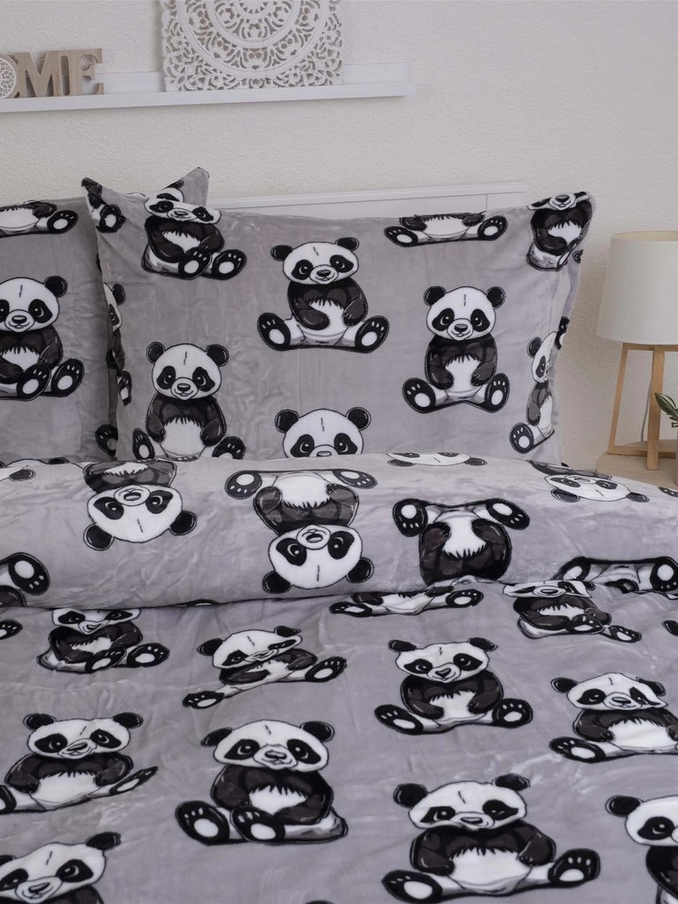 Obliečky mikroplyš Exclusive – Panda 140 × 200 cm, 70 x 90 cm