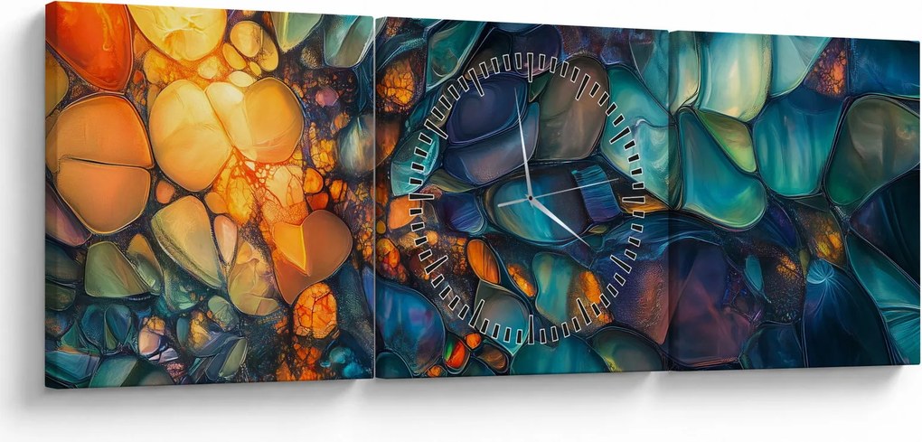 Obraz - Sklenená mozaika (s hodinami) (90x30 cm)