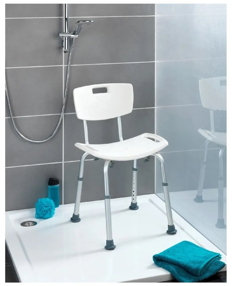 Sedacia stolička s operadlom do sprchy Wenko Stool With Back, 54 × 49 cm