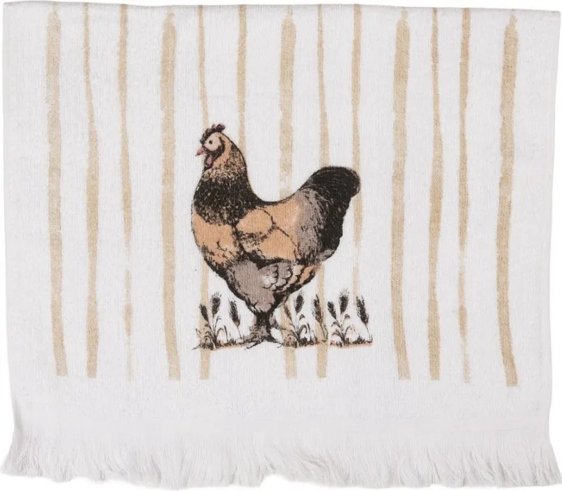 Biely froté uterák so sliepočkou Happy Easter - 40*66 cm