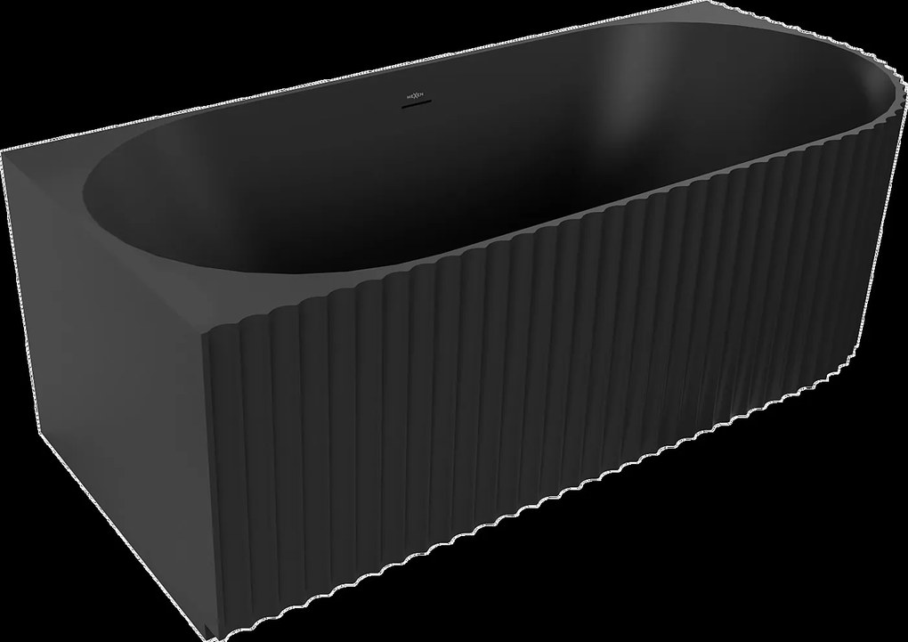Mexen Gia, voľne stojaca rohová vaňa, drážkovaná, ľavá, 170 x 80 cm, čierna matná, 52701708071L-SS
