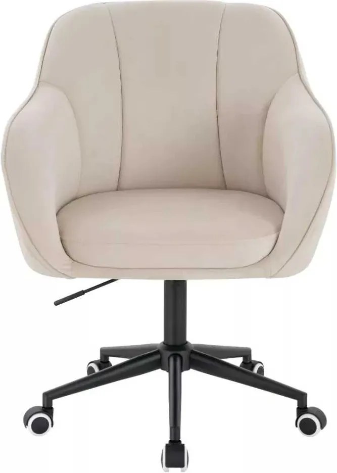 LuxuryForm DESIGN Stolička AVOLA VELUR na čiernej podstave s kolieskami - krémová