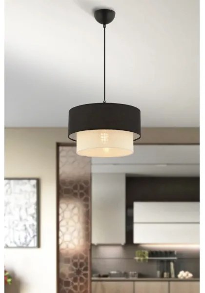 Závesný luster na kábli ECHO 1xE27/60W/230V čierna/krémová