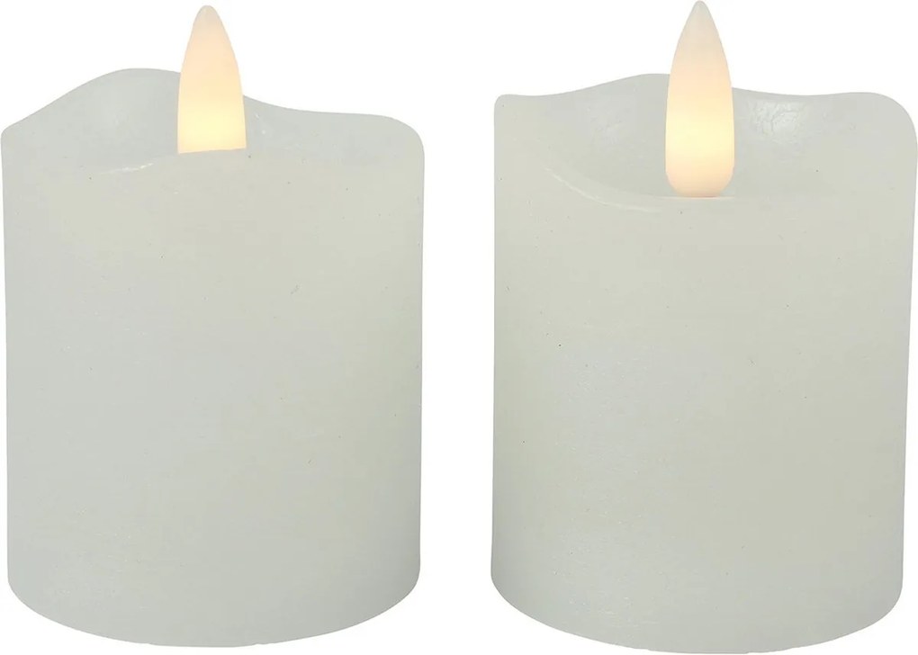 LED stĺpová sviečka LYON 8 cm biela, sada 2 ks