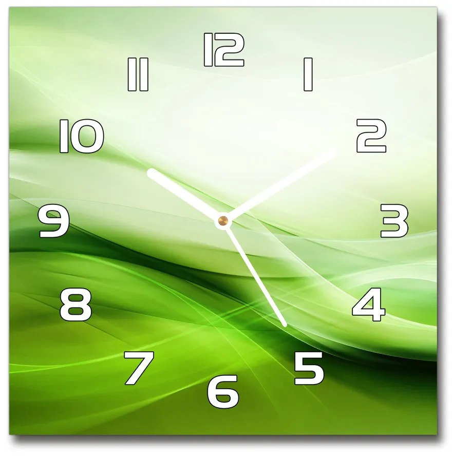 Sklenené nástenné hodiny štvorec Zelenej vlny pozadie pl_zsk_30x30_f_84906654