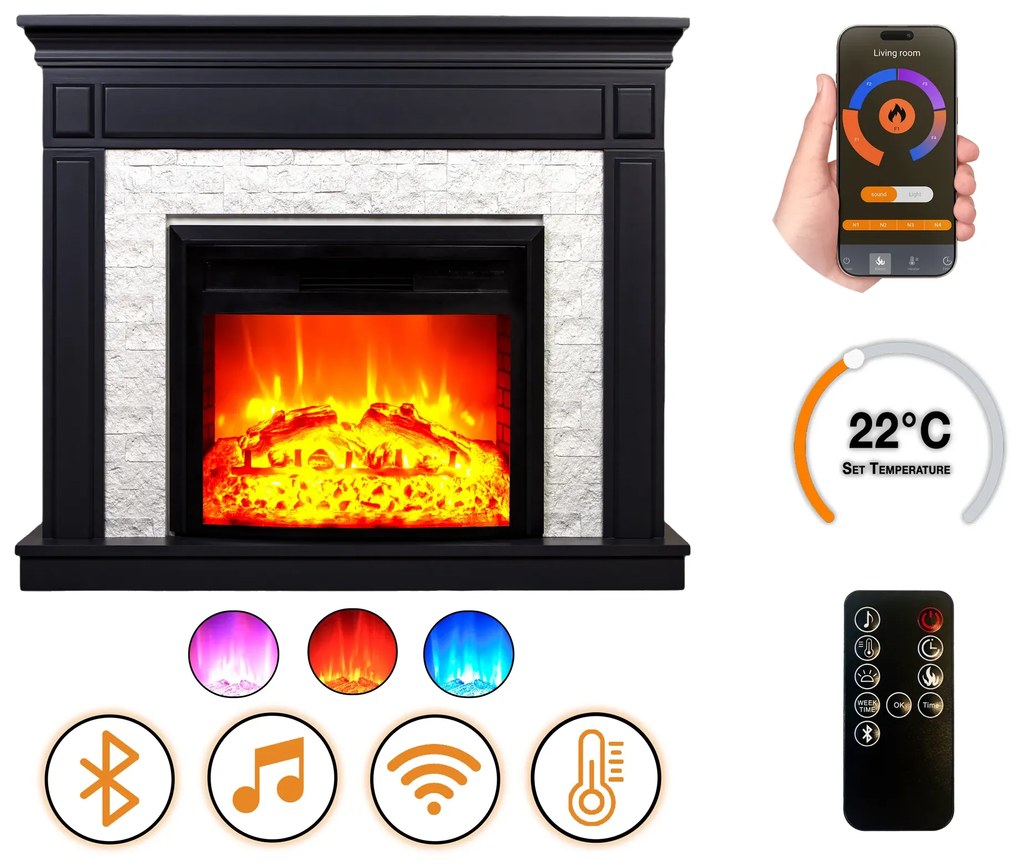 Elektrický krb DLC Morella Antracit EF 4, 900/1800 W