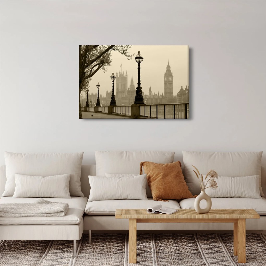 Obraz - Londýn v hmle, Anglicko (90x60 cm)