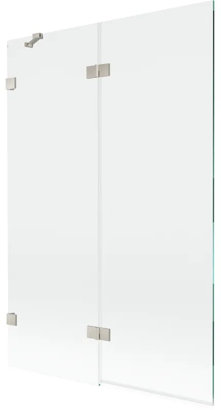 Mexen Lunar, 2-krídlová vaňová zástena ľavá 120 x 150 cm, číre sklo, brúsená oceľ, 897-120-100-97-00-L