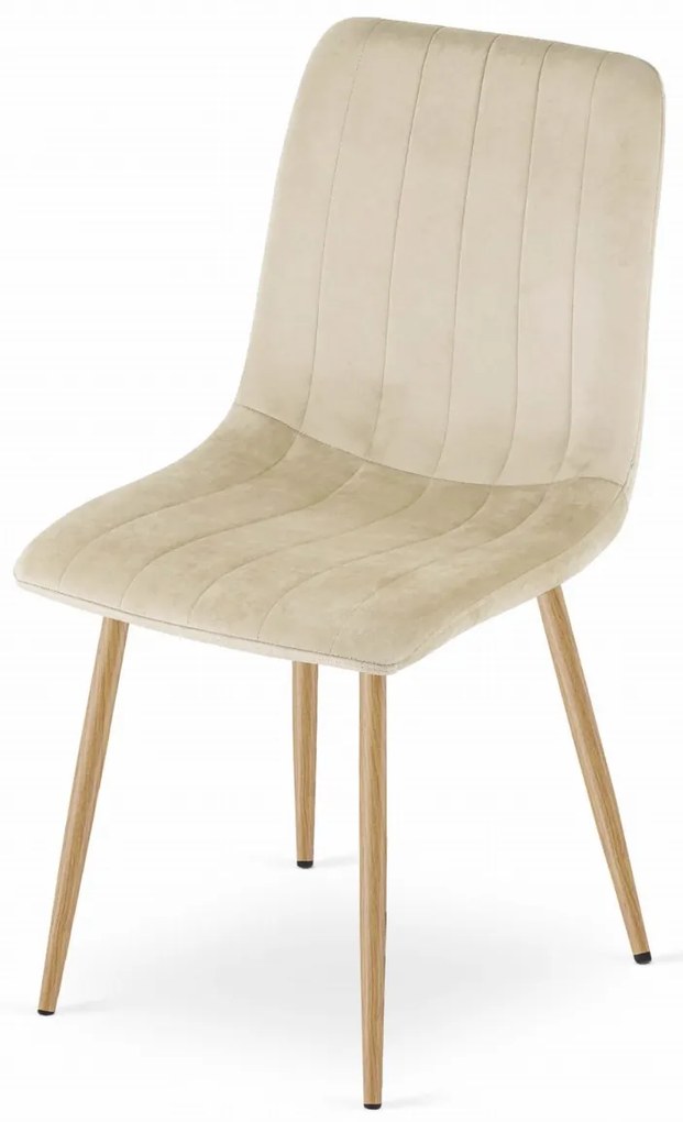 Jedálenský set 1 + 4, biely jedálenský stôl ADRIA 120x80 cm + krémová zamatová stolička LAVA