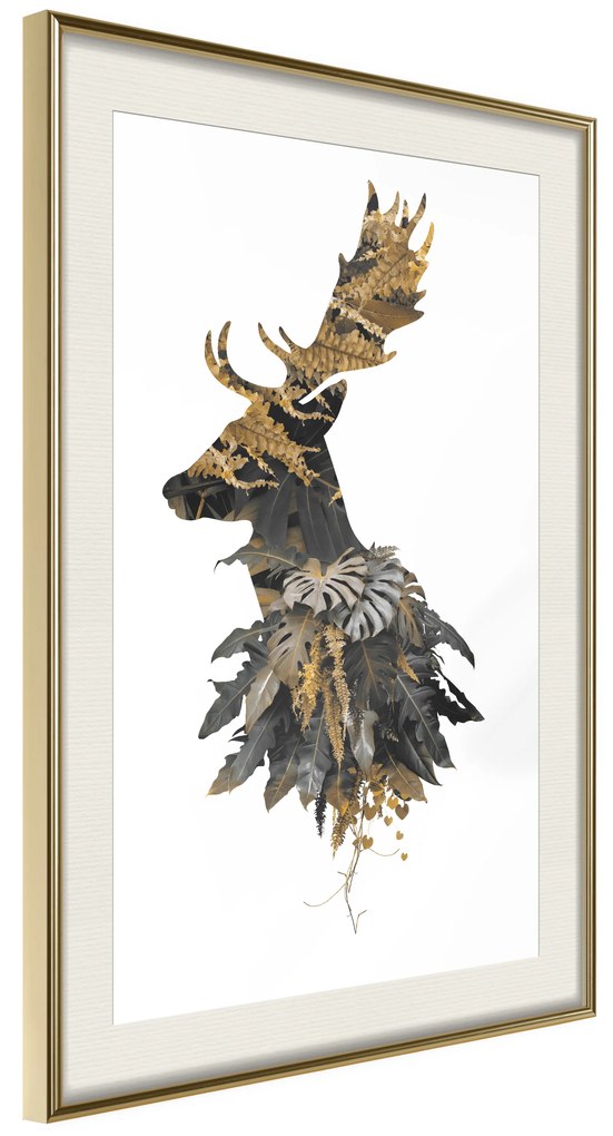 Artgeist Plagát - Forest Deer [Poster] Veľkosť: 20x30, Verzia: Zlatý rám