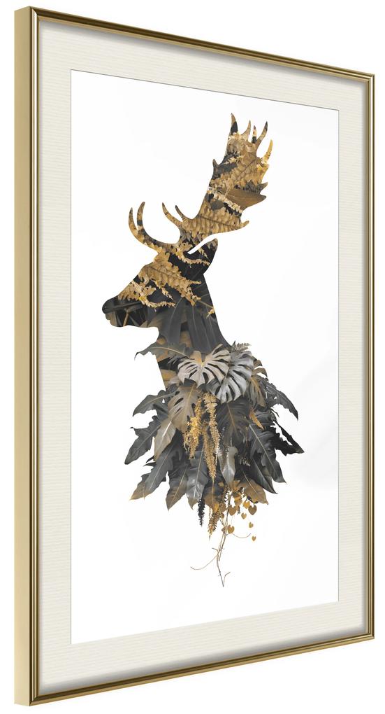 Artgeist Plagát - Forest Deer [Poster] Veľkosť: 40x60, Verzia: Čierny rám s passe-partout