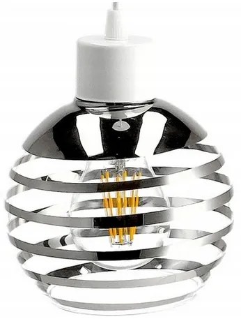 BERGE Sklenená LED nástenná lampa biela 1xE27 - gulička horizontálne pruhy