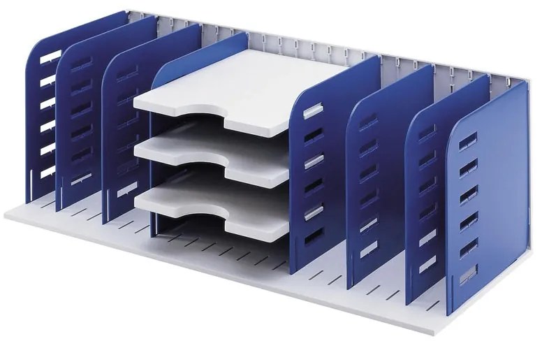 Triediace moduly, 8 prepážok a 3 police, modrá