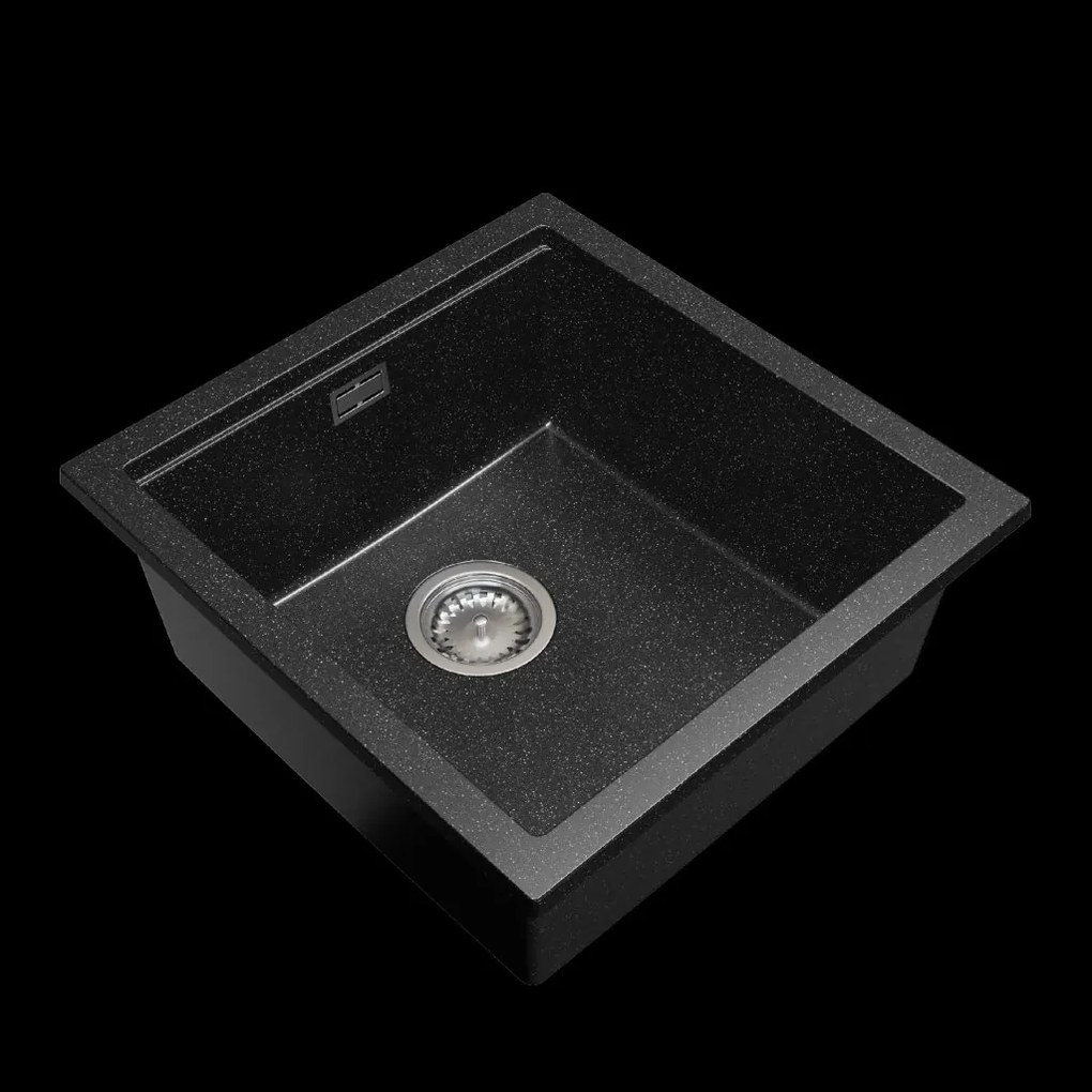Gamma Decor 4850, 1-komorový granitový drez 480x500x215 mm, čierna škvrnitá, GMA-ZLE000176