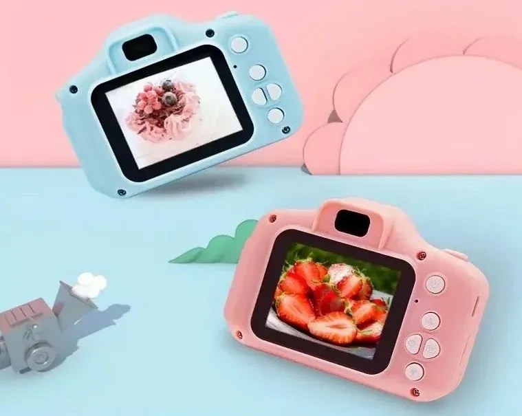 Dětský digitální fotoaparát se silikonovým obalem v podobě kočičky - růžový