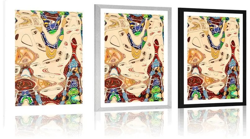Plagát s paspartou matka v abstraktnom prevedení - 30x45 silver