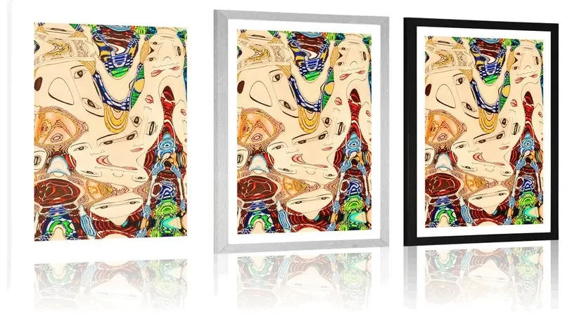 Plagát s paspartou matka v abstraktnom prevedení - 60x90 black