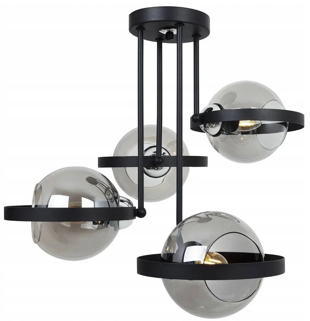 Stropné svietidlo Haga Ring, 4x grafitové sklenené tienidlo (výber z 3 farieb uchytenia)