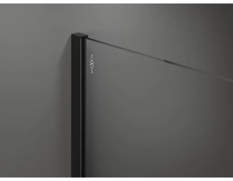 Mexen Kioto, sprchová zásteny typ Walk-In 170 x 200 cm, 8mm číre sklo, čierny profil, 800-170-101-70-00