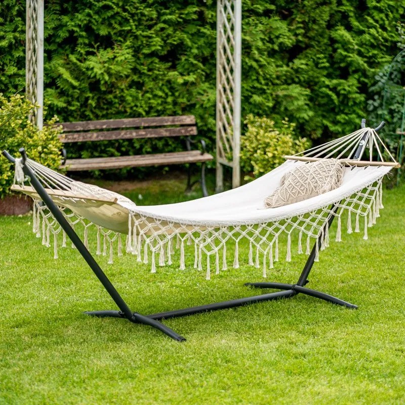 Hojdacia sieť BOHO krémová