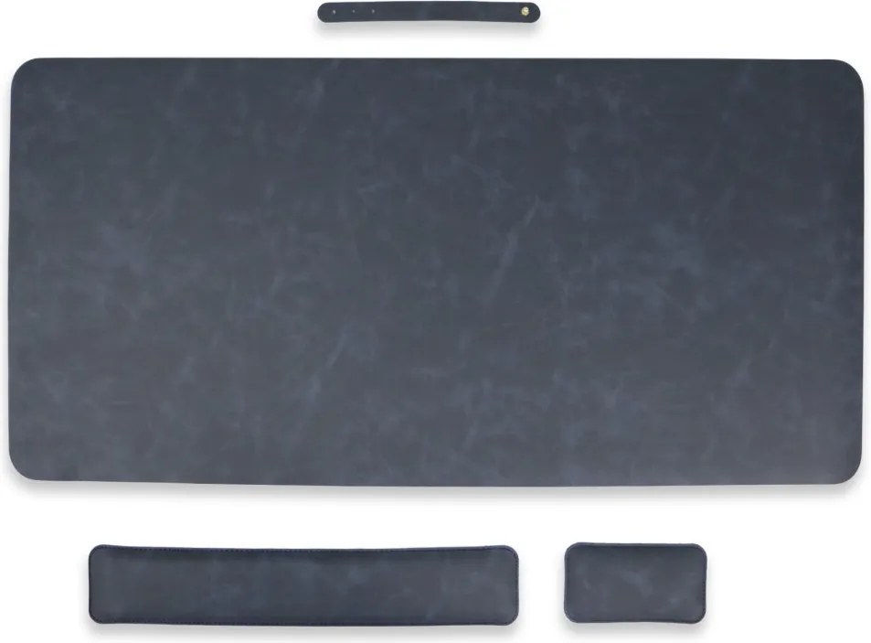 Podložka na stôl 80 × 40 cm s opierkami zápästia – 3-dielna sada - tmavomodrá