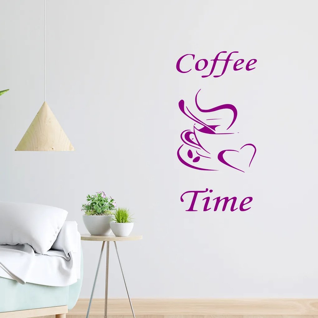 Veselá Stena Samolepka Coffee time Farba: fialová, Veľkosť: 100 x 50 cm