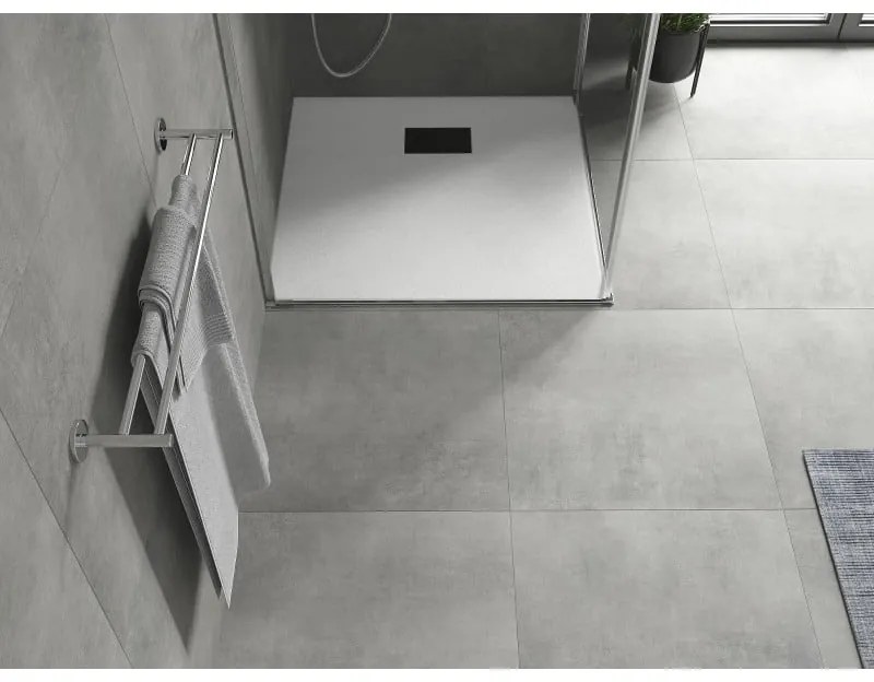 Mexen Hugo, štvorcová sprchová vanička SMC 80 x 80 cm, biela, čierna krytka, 42108080-B