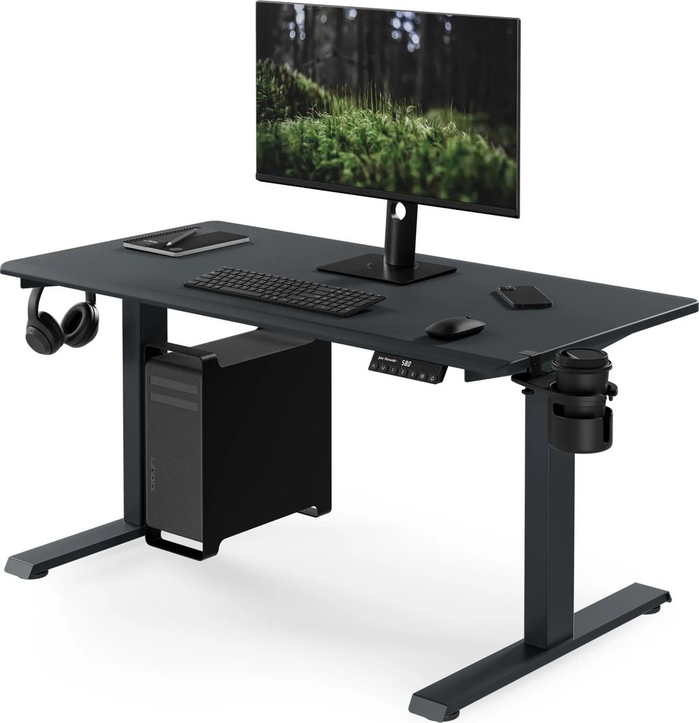 Elektrický stôl s nastavením výšky ergonomický antracitový,1200x600 mm: ARIA