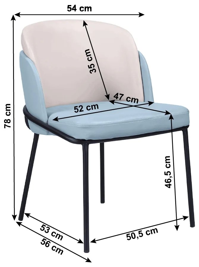 Dizajnové kreslo Ganon - modrá / béžová / čierna