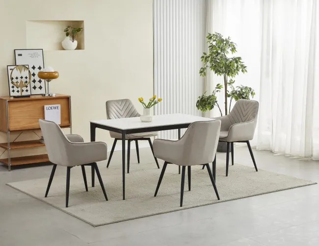 Jedálenská otočná stolička NANA360 zamatová, tmavobéžová (čierne nohy)