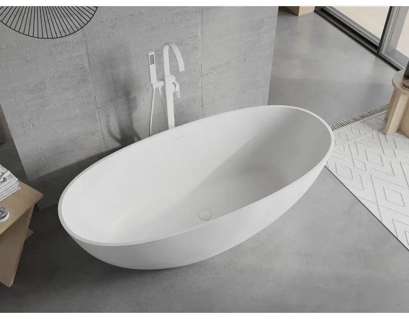 Mexen Bari, voľne stojaca vaňa z konglomerátu 165 x 75 cm, biela matná, 57221657500