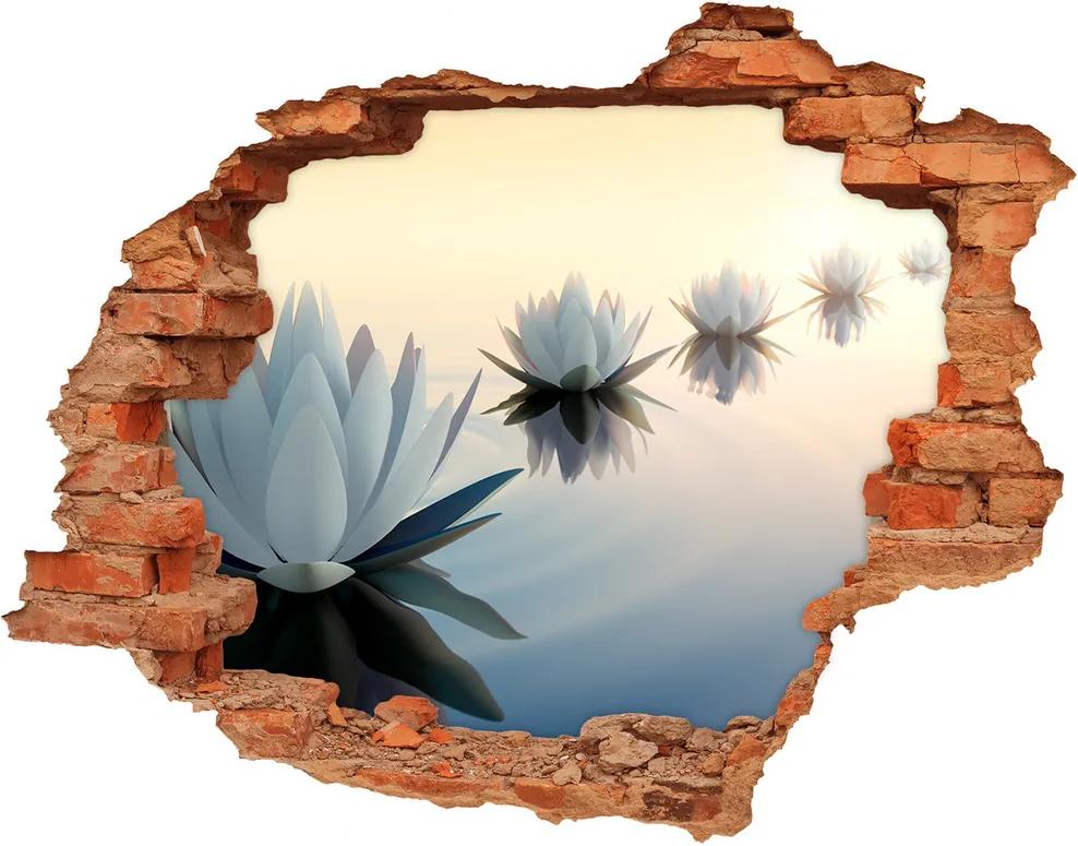 Samolepiaca diera na stenu Kvety lotosu WallHole-cegla-90x70-68298321