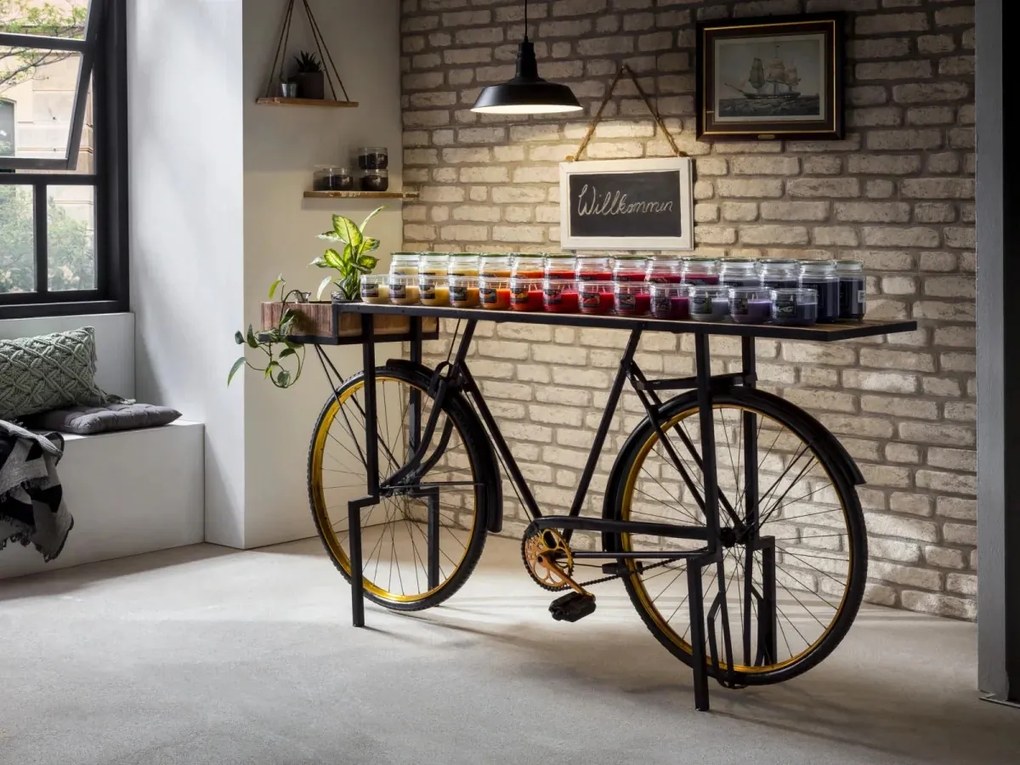 furniture-nabytek.cz - Lakovaný konzolový stůl Bike z kovu, černý – 185×45×90 cm