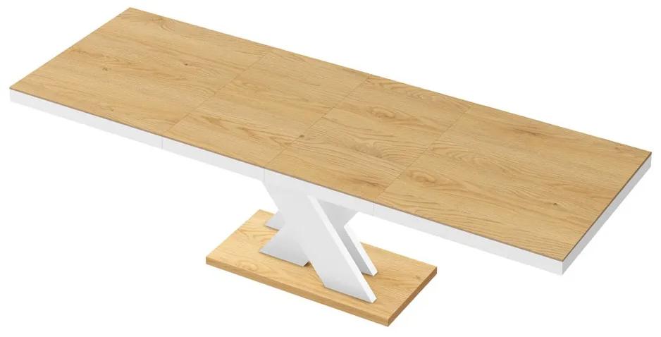 Luxusný rozkladací jedálenský stôl XENON LUX dub svetly /nohy lesk
