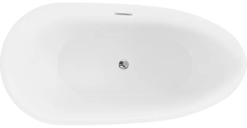 Mexen Eos, voľne stojaca vaňa 150 x 75 cm, biela, chrómový prepad, 52471507500-01