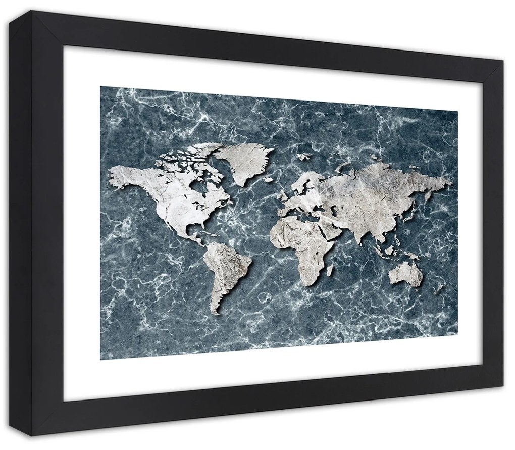 Gario Plagát Mapa sveta na mramore Farba rámu: Bez rámu, Rozmery: 30 x 20 cm