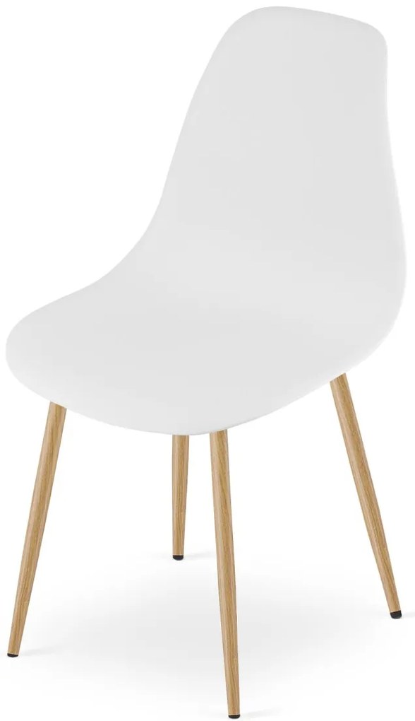 Jedálenská súprava 1 + 4, stôl RAMOD biela/dekor dub + stoličky OSAKA biela