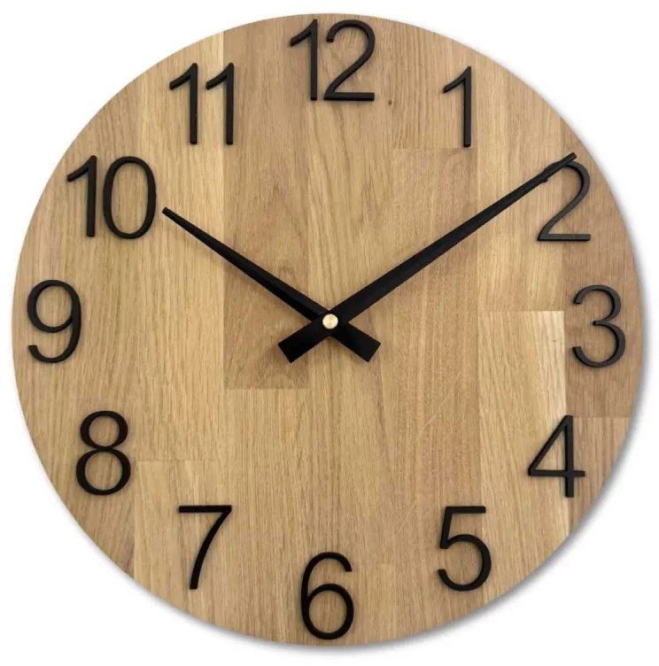 Nástenné hodiny drevené s vyrezávanými číslicami I SENTOP FB-MAS016-OSMO-3041-heads-black