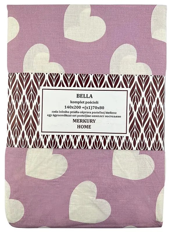 Bavlnená posteľná bielizeň  Bella ružový/ecru 140x200 (1) 70x80 Merkury Home