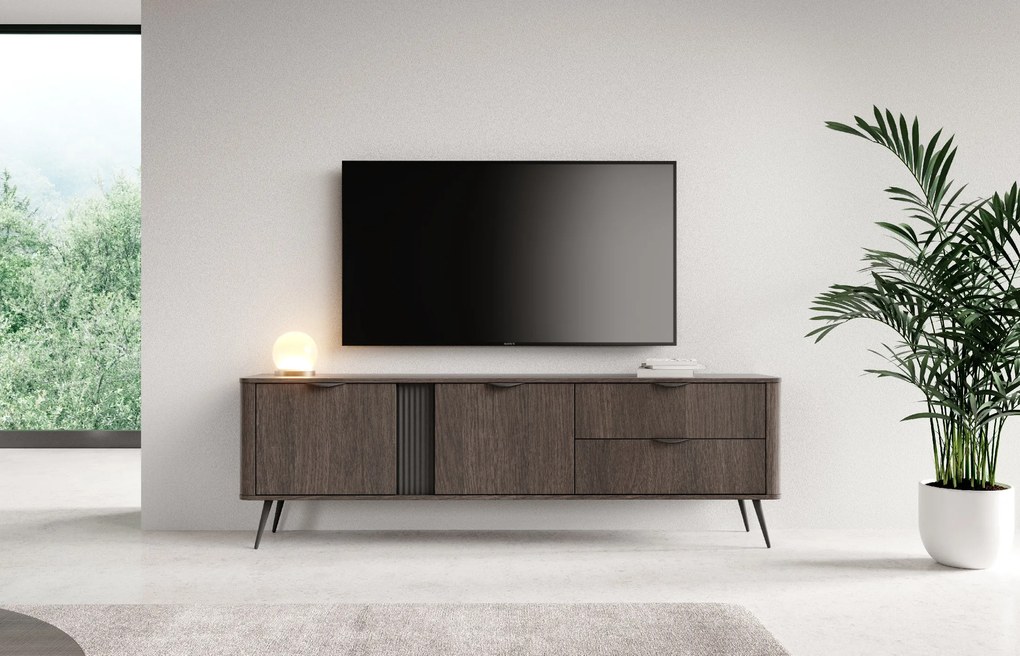 LAS TV stolík Veris E - dub tmavý / čierna