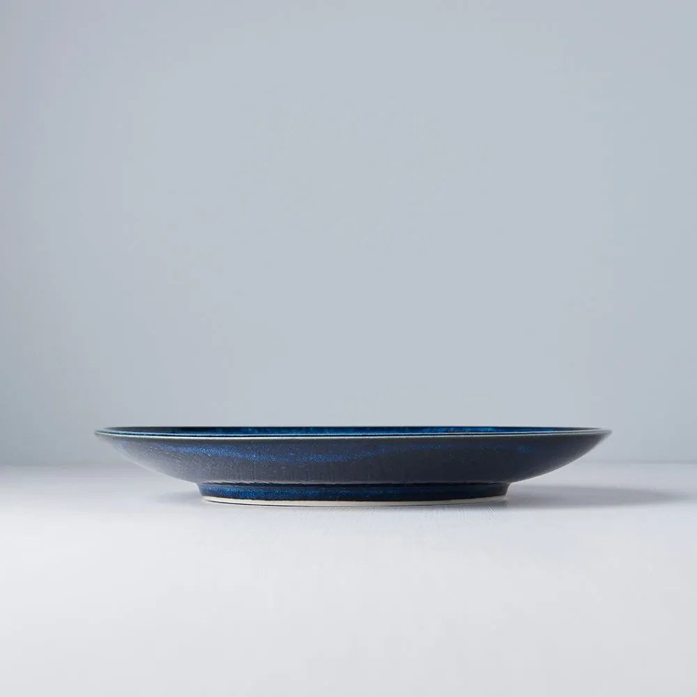 Modrý keramický tanier Mij Copper Swirl, ø 25 cm