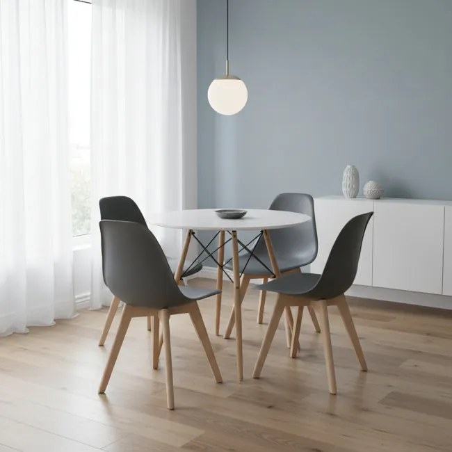 Jedálenská stolička KITO tmavosivá / naturálne nohy