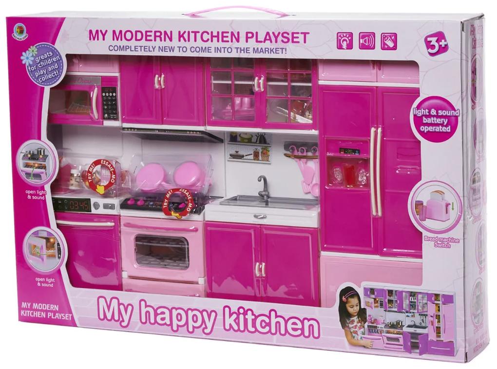 KIK Kuchynka s nábytkom pre bábiky 4 segmenty LED zvuky