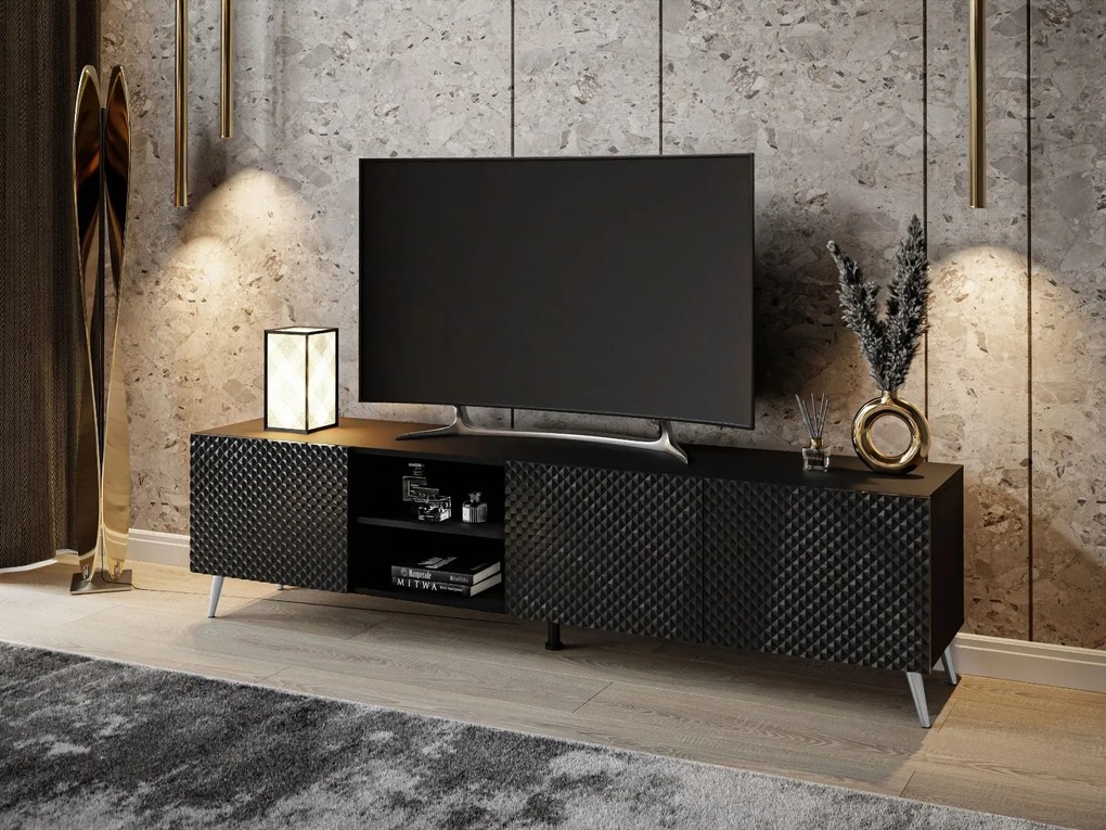 TV STOLÍK DAMIEN ČIERNY LESK 195 cm