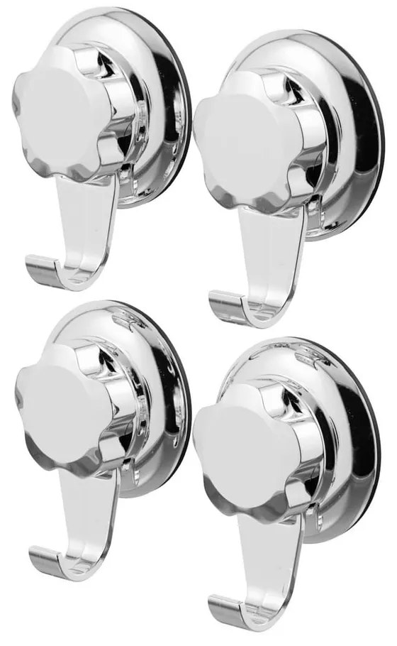 Samodržiace kovové háčiky v súprave 4 ks v striebornej farbe Bestlock Bath – Compactor