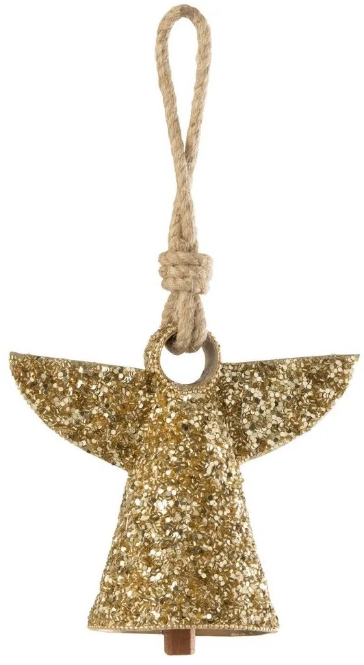 Strieborný kovový zvonček s korálkami Angel - 17*9*28 cm