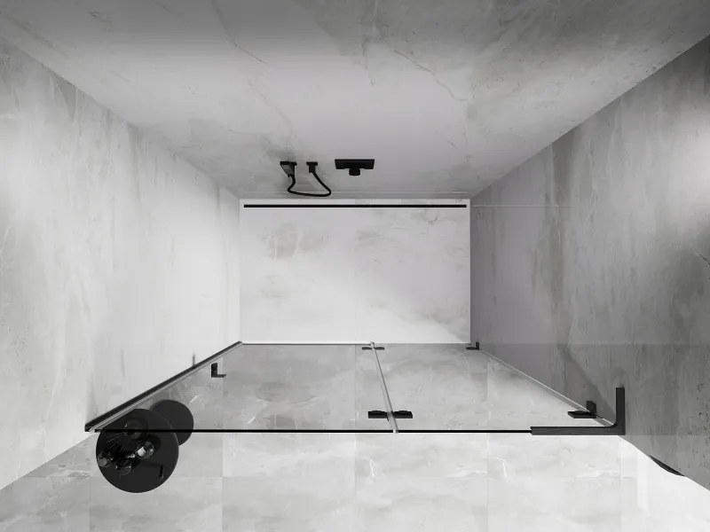 Mexen, Mexen Lunar L výklopné pravé sprchové dvere 140 cm, priehľadné, pištoľovo šedé kartáčované - 834L-140-000-66-00-P