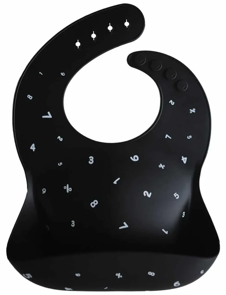 Mushie Silikónový podbradník Black numbers