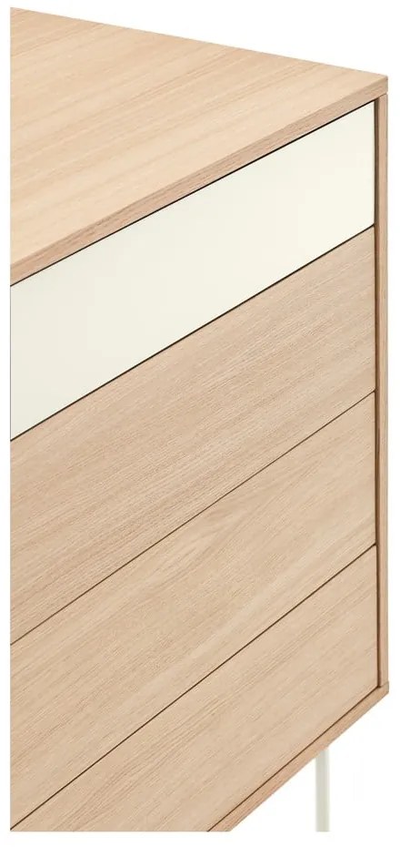 Krémovobiela komoda v dubovom dekore so zásuvkami Teulat Yoko