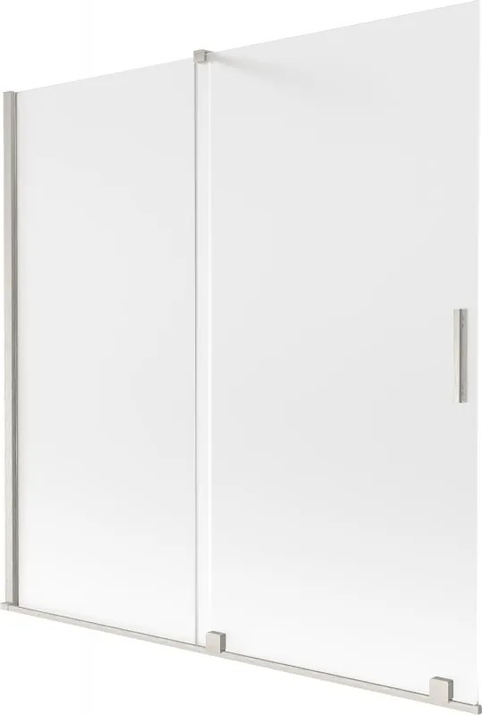 Mexen Velar, 2-krídlová posuvná vaňová zástena 160 x 150 cm, 8mm sklo námraza, brúsená oceľ, 896-160-000-31-97